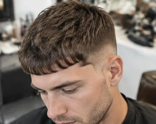Corte crop masculino texturizado